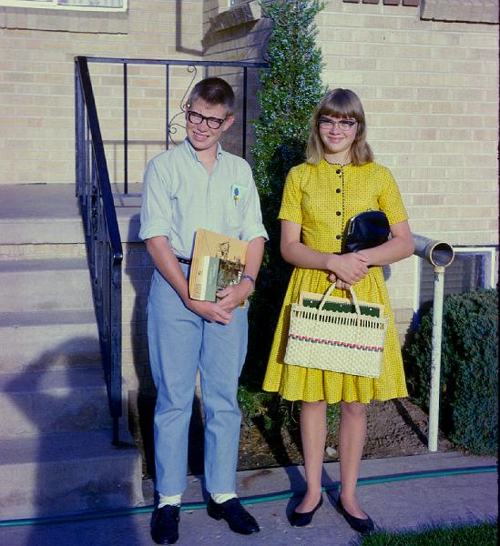 0230-Richard, Judy, to East High School.jpg - First day of high school.  Richard and Judy.  Forest Street, Denver.
